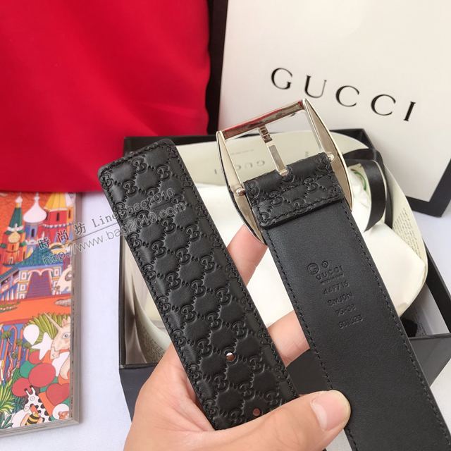 Gucci皮帶 古馳GG原廠經典版紋 Gucci牛皮腰帶 男女同款  xfp2149